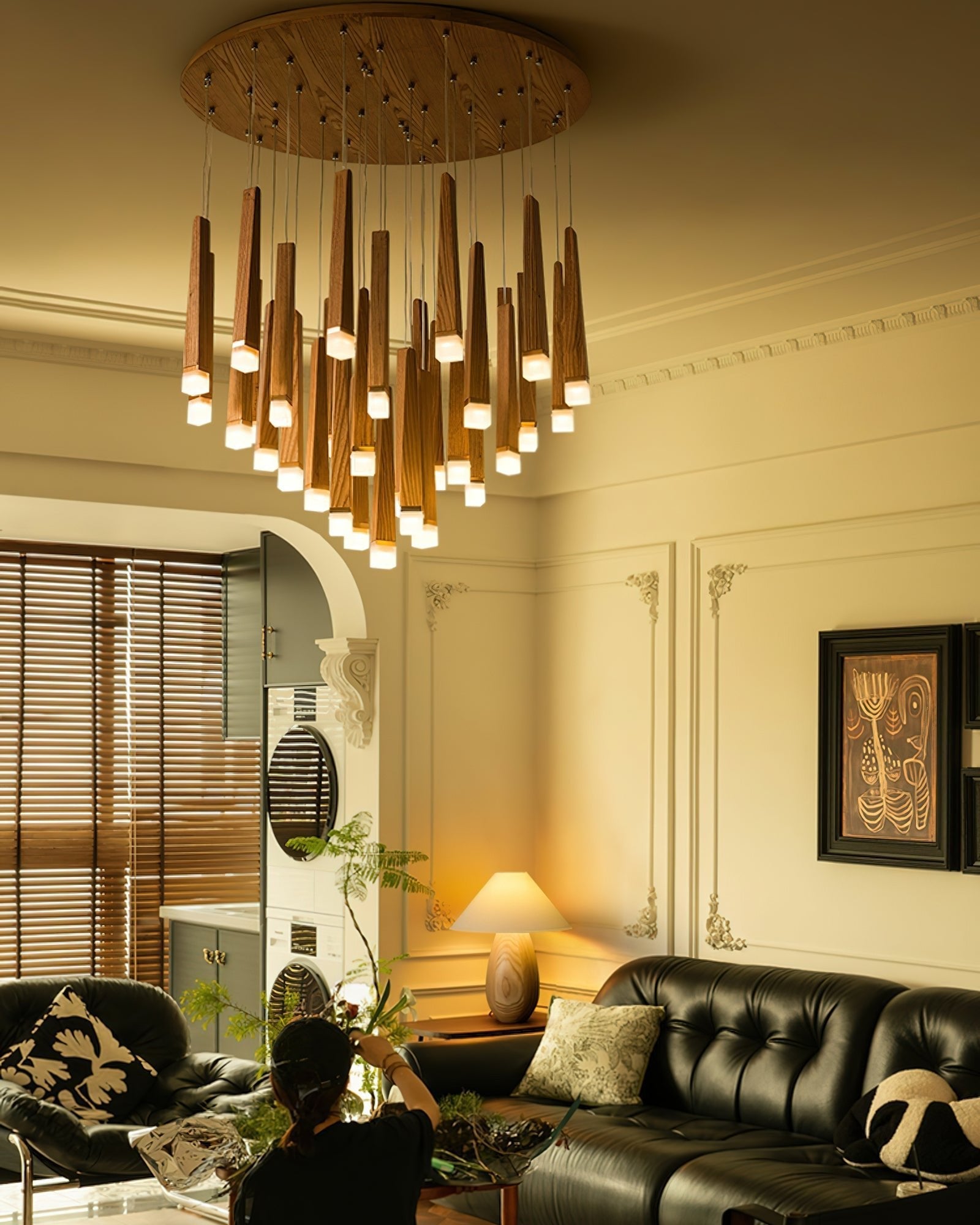 Neloz Firewood Stick Wood Chandelier-Neutral Decor