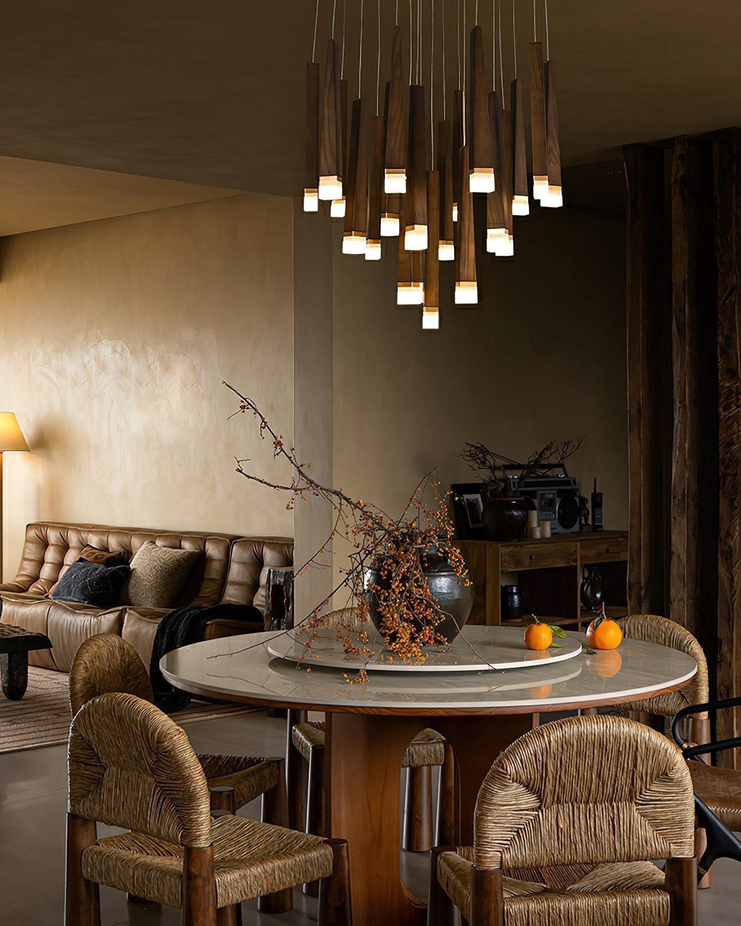 Neloz Firewood Stick Wood Chandelier-Neutral Decor
