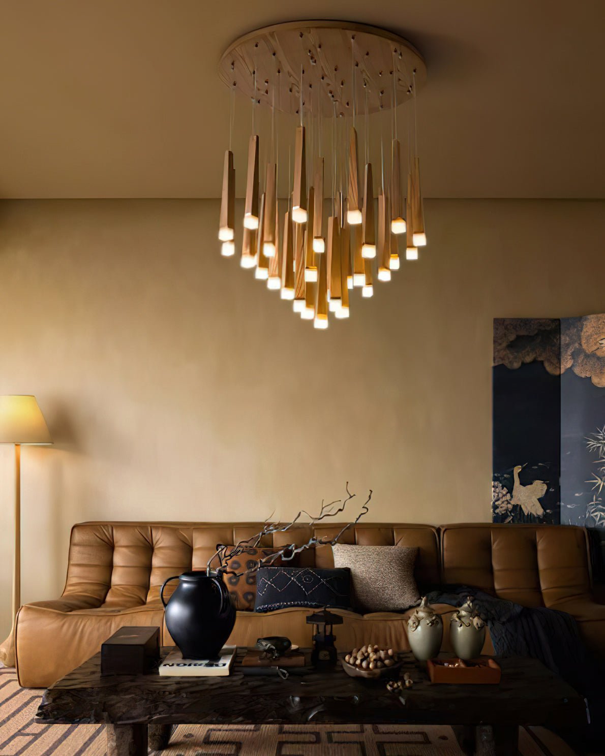 Neloz Firewood Stick Wood Chandelier-Neutral Decor