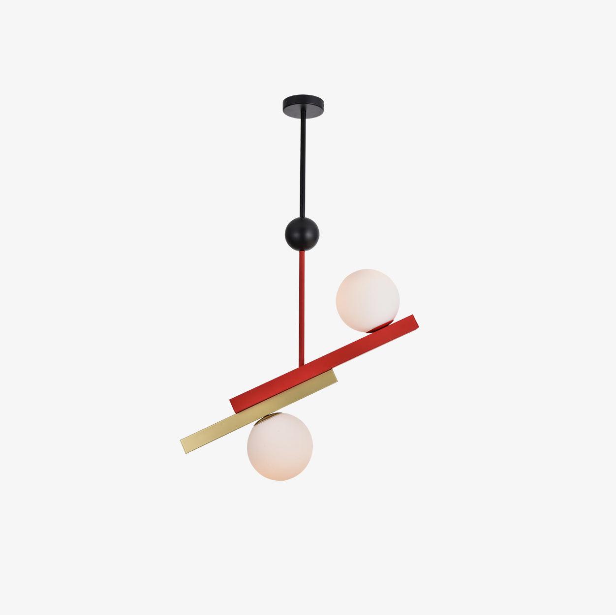 Veveny Pendant Lamp Double Globe Linear Bars Geometric-Neutral Decor