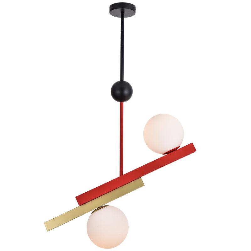 Veveny Pendant Lamp Double Globe Linear Bars Geometric-Neutral Decor
