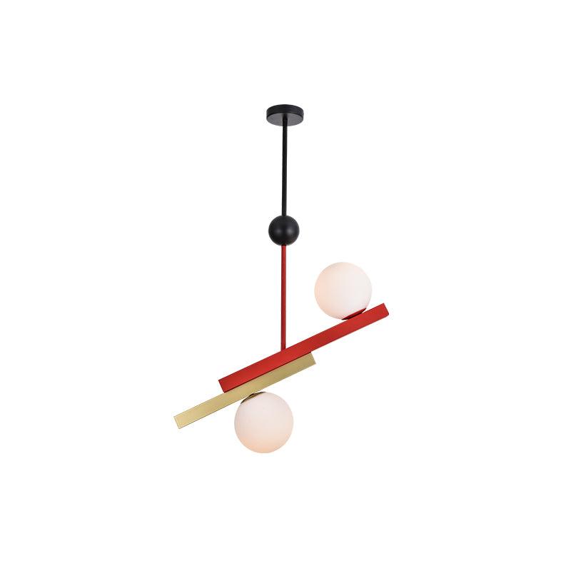 Veveny Pendant Lamp Double Globe Linear Bars Geometric-Neutral Decor