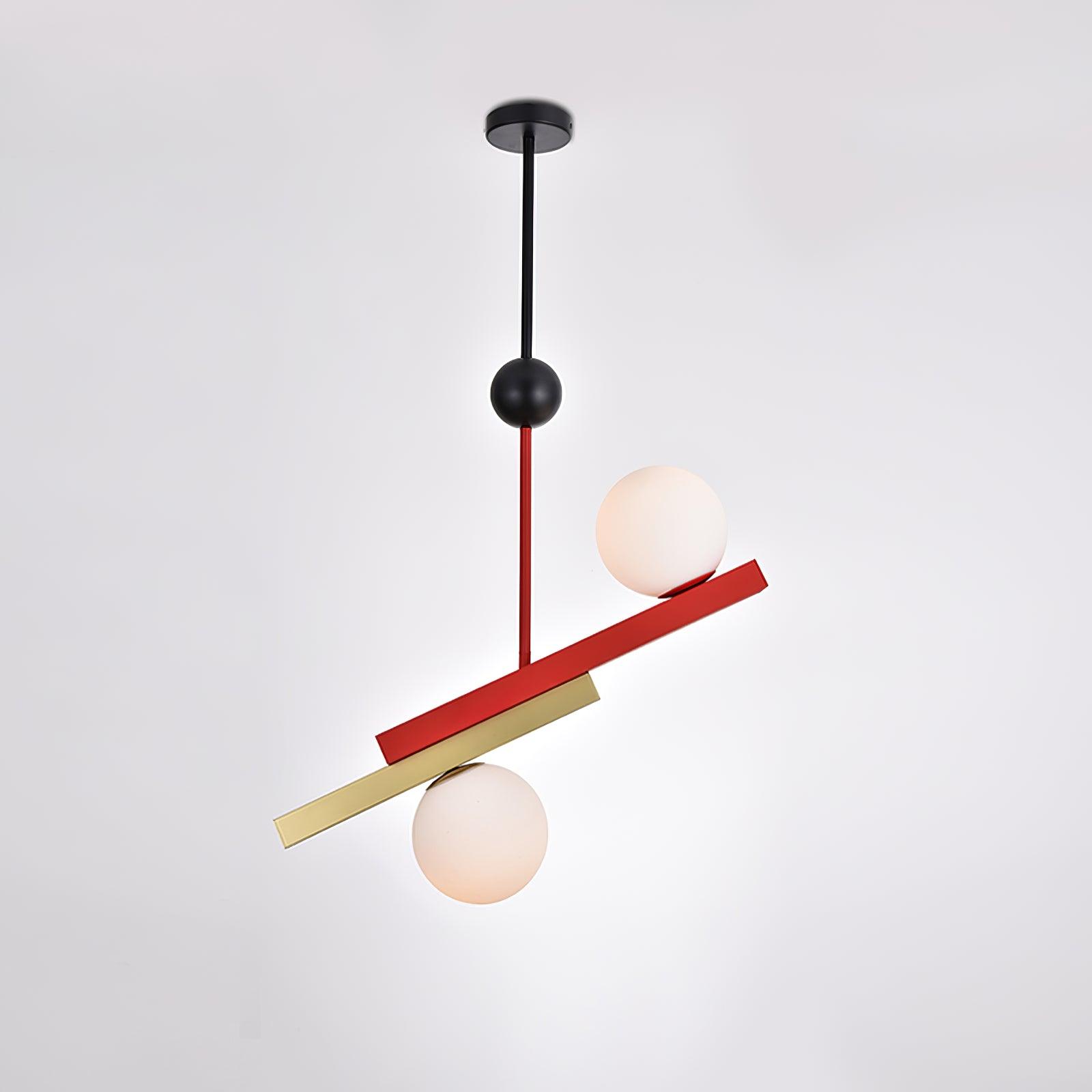 Veveny Pendant Lamp Double Globe Linear Bars Geometric-Neutral Decor