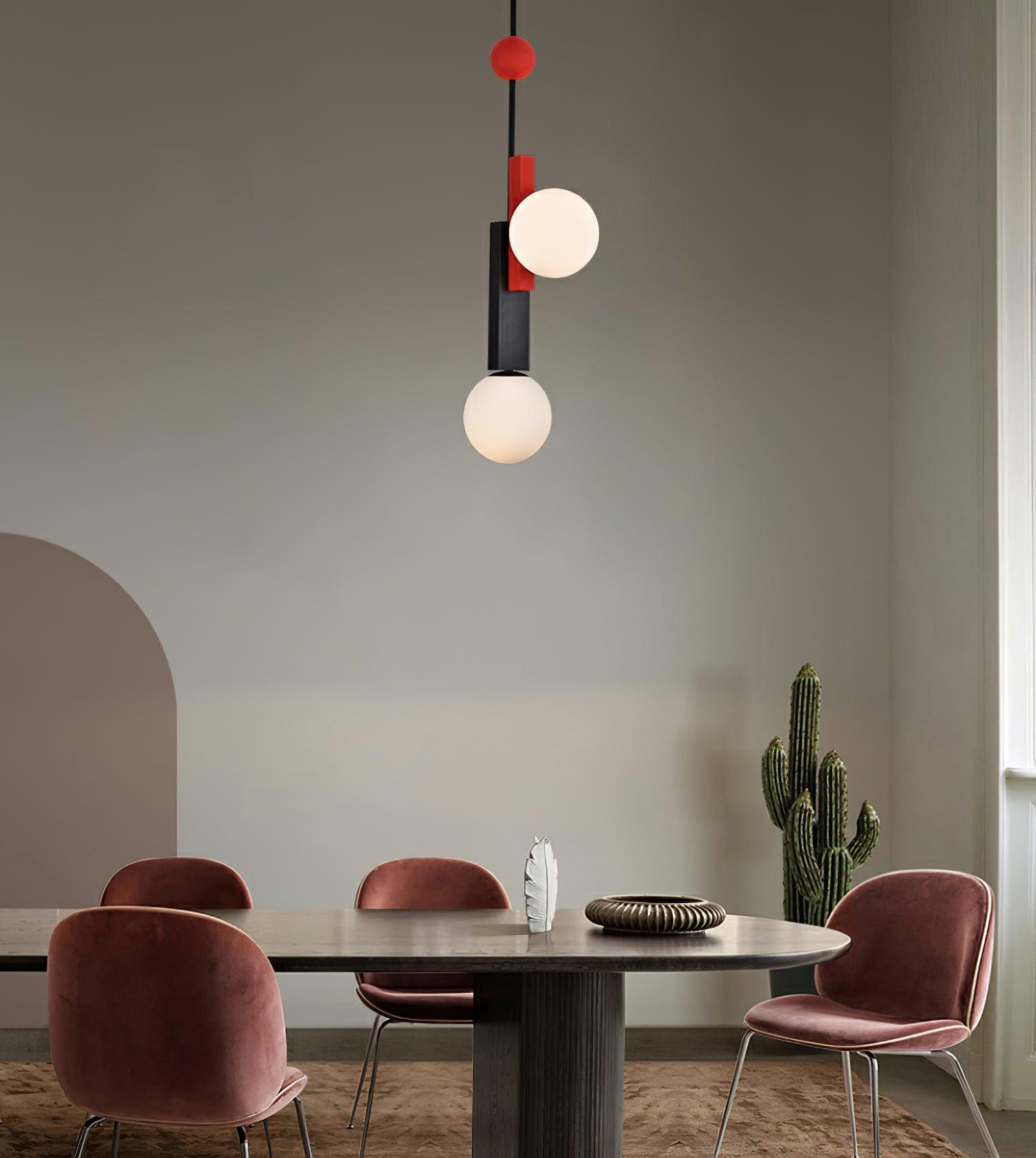 Veveny Pendant Lamp Double Globe Linear Bars Geometric-Neutral Decor