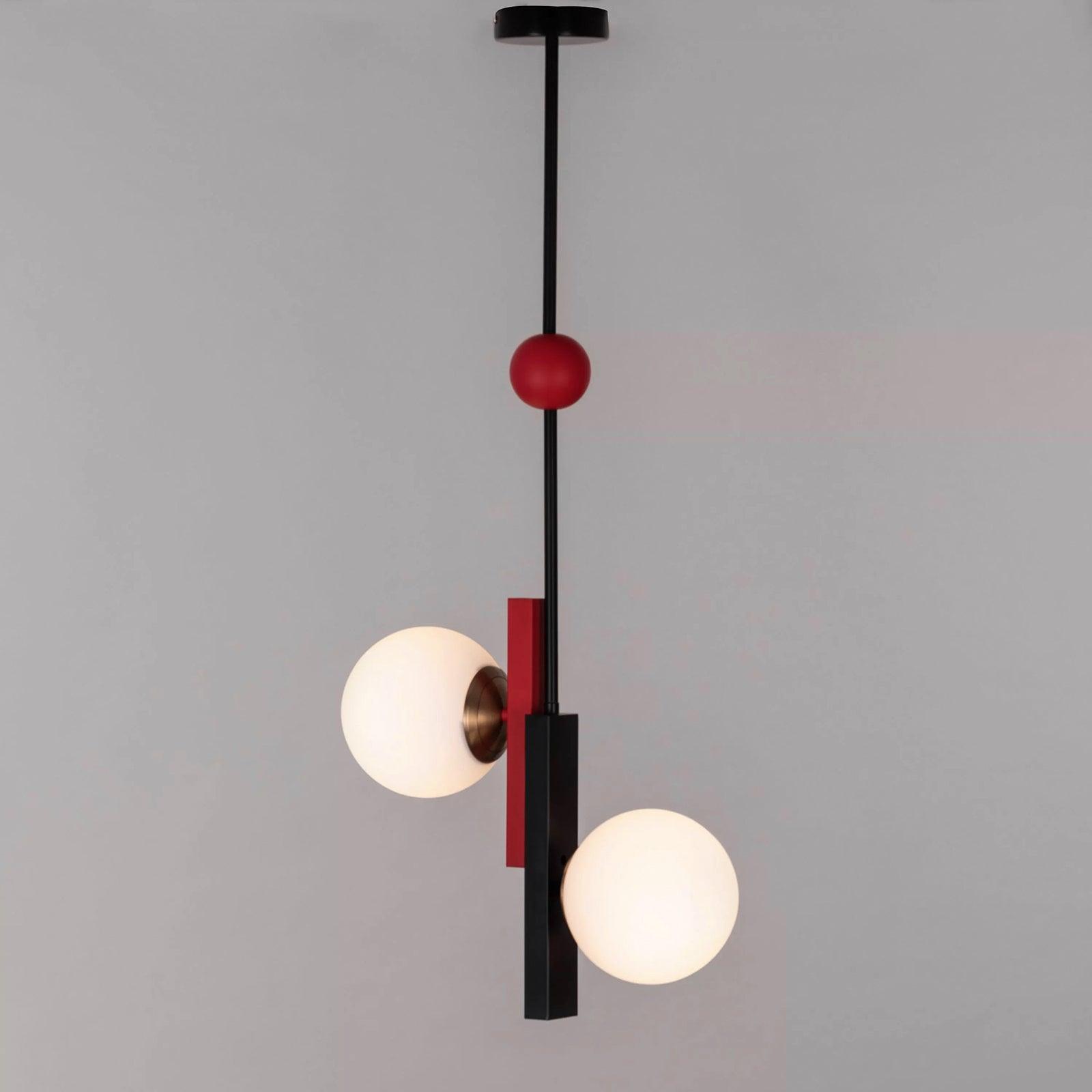 Veveny Pendant Lamp Double Globe Linear Bars Geometric-Neutral Decor