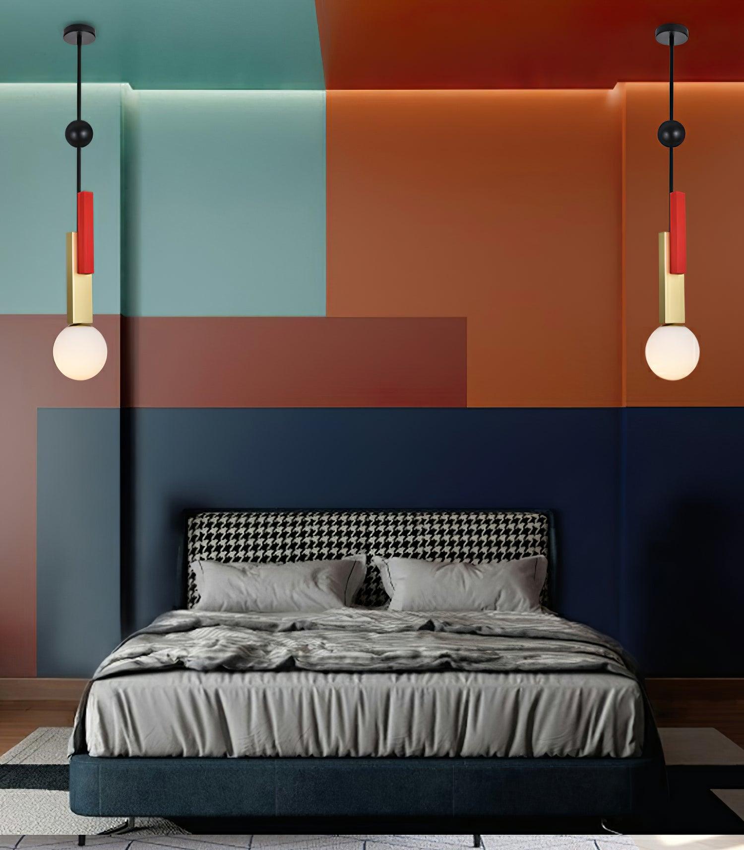Veveny Pendant Lamp Double Globe Linear Bars Geometric-Neutral Decor
