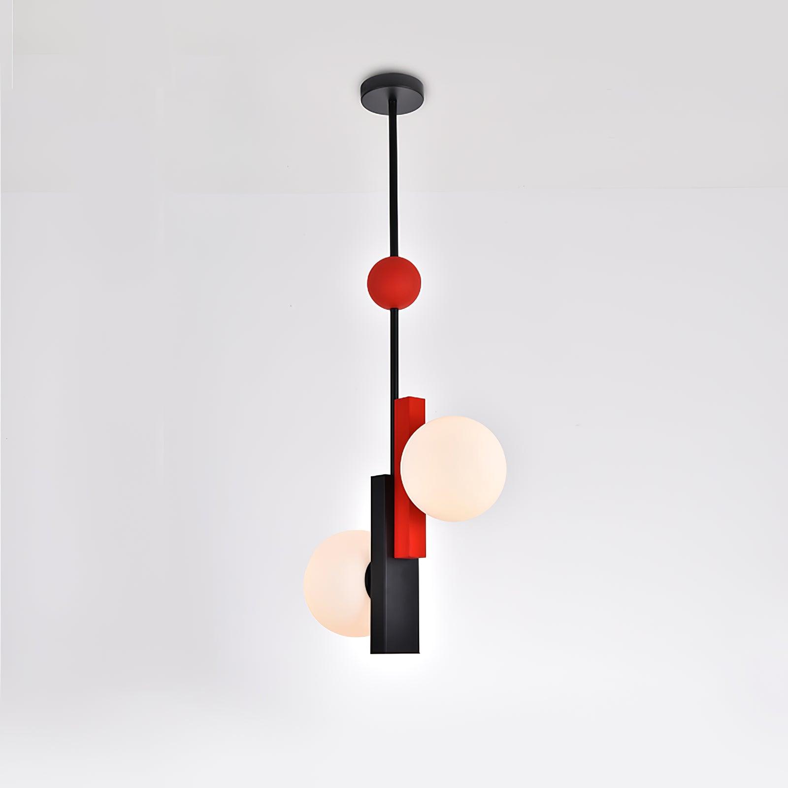Veveny Pendant Lamp Double Globe Linear Bars Geometric-Neutral Decor