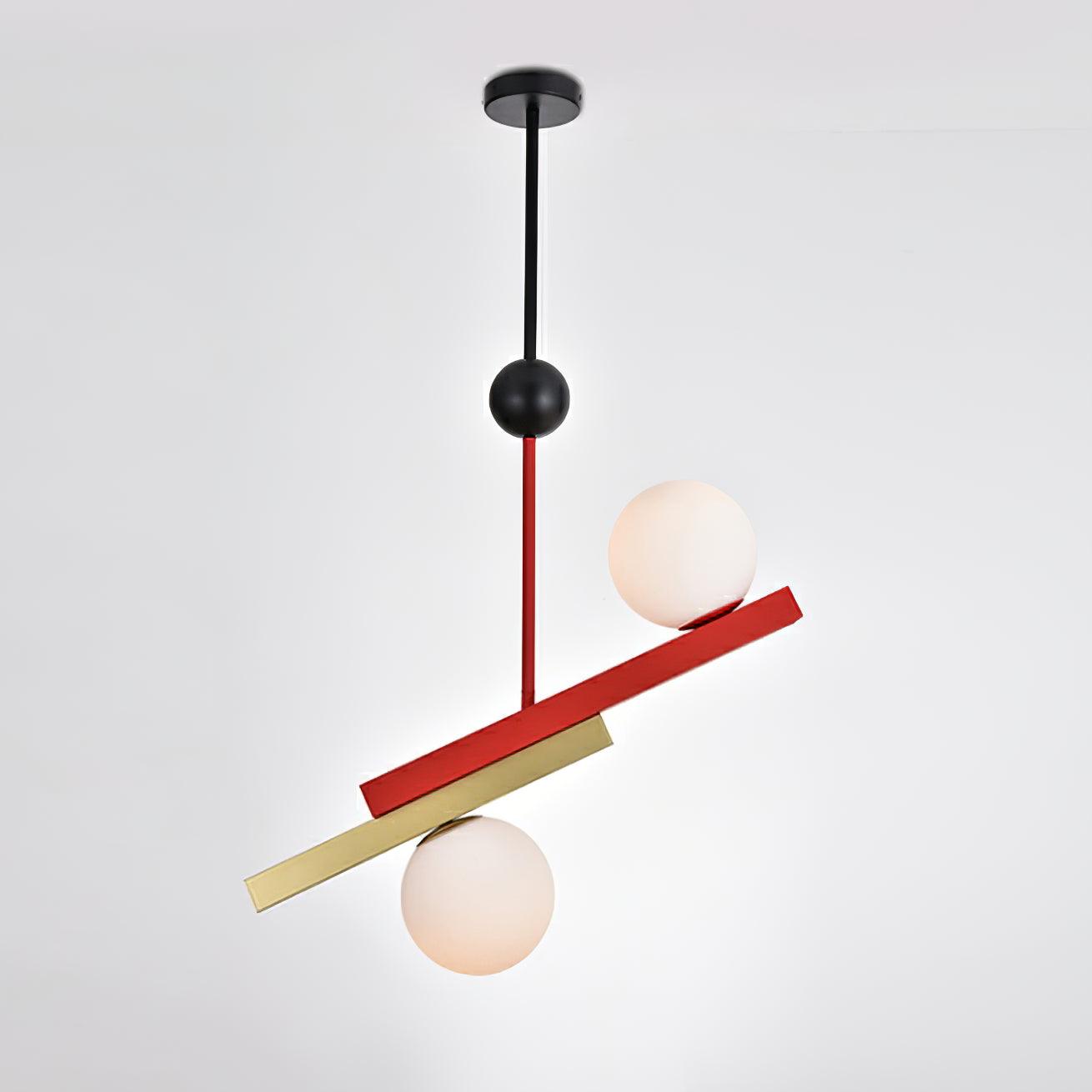Veveny Pendant Lamp Double Globe Linear Bars Geometric-Neutral Decor