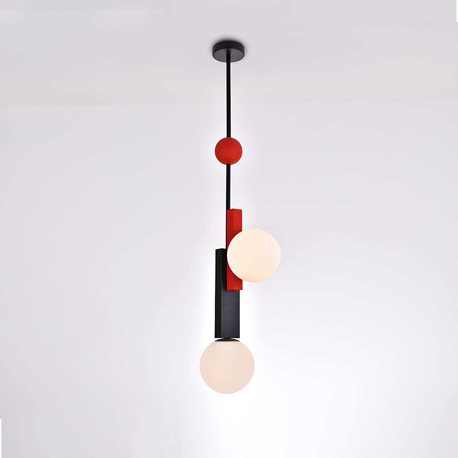 Veveny Pendant Lamp Double Globe Linear Bars Geometric-Neutral Decor