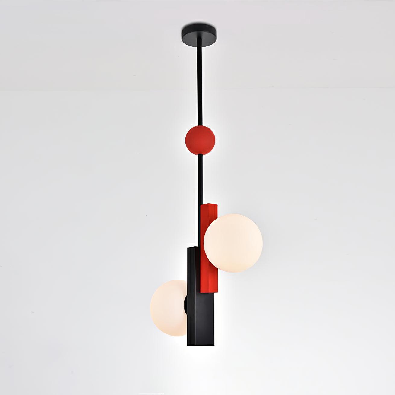 Veveny Pendant Lamp Double Globe Linear Bars Geometric-Neutral Decor