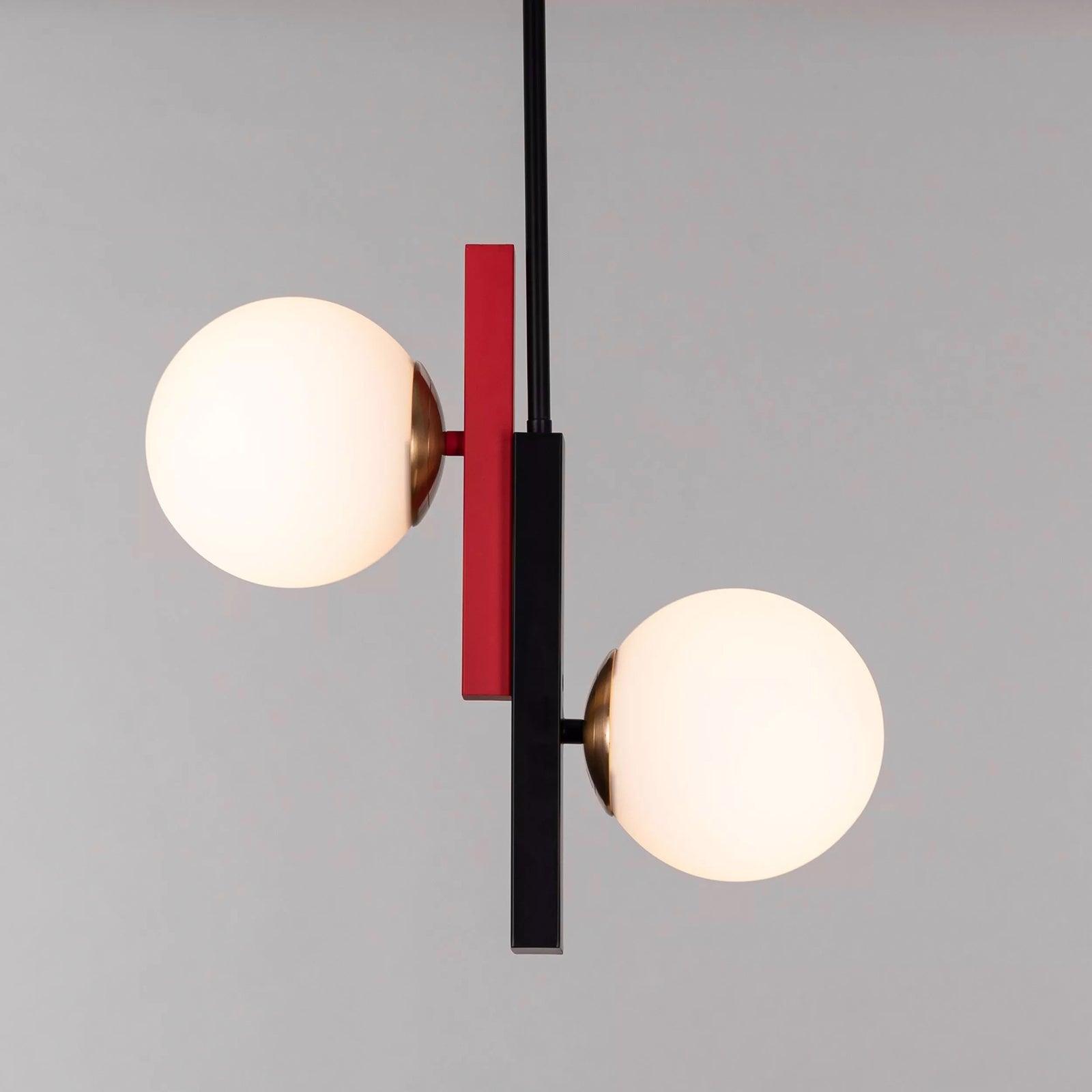 Veveny Pendant Lamp Double Globe Linear Bars Geometric-Neutral Decor