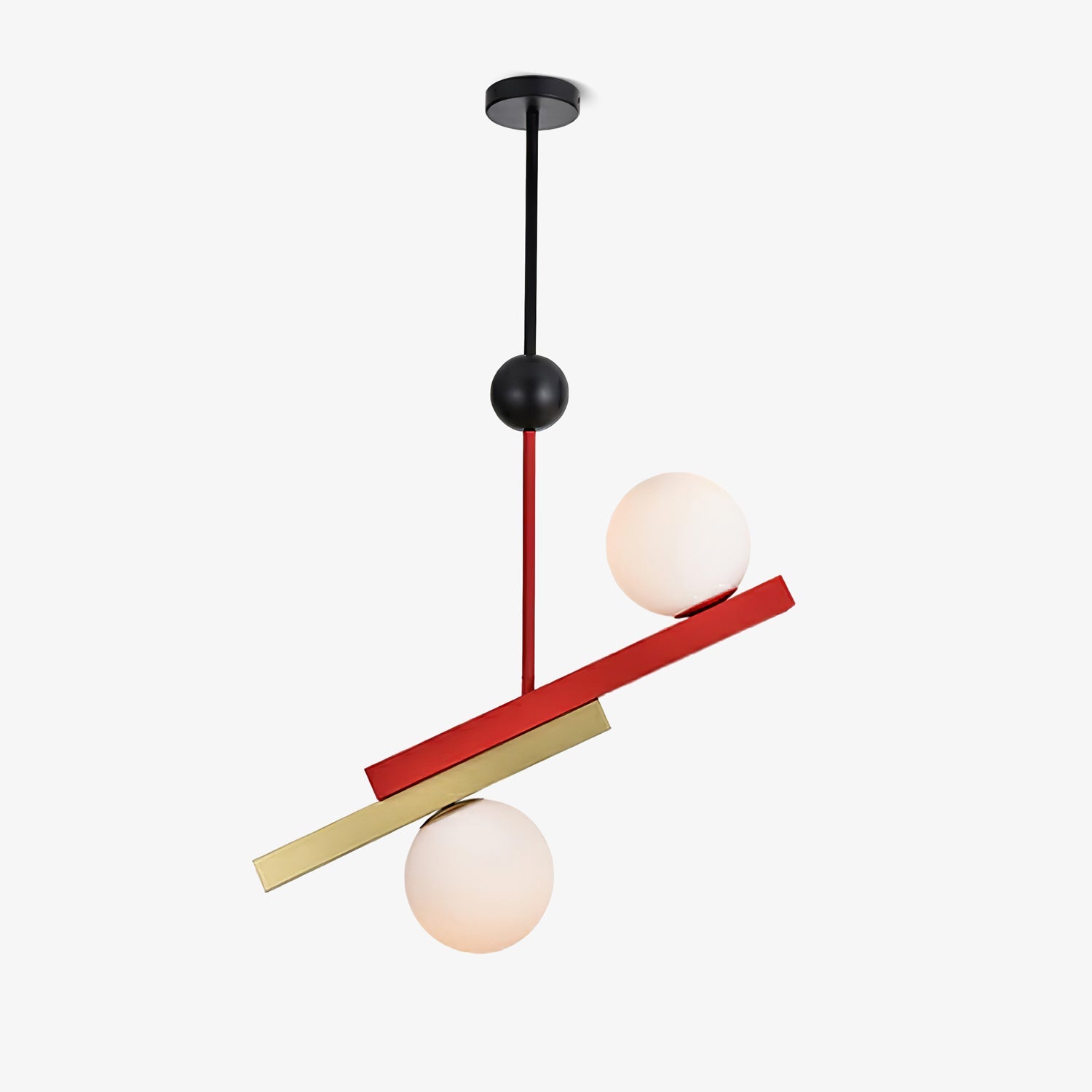 Veveny Pendant Lamp Double Globe Linear Bars Geometric-Neutral Decor