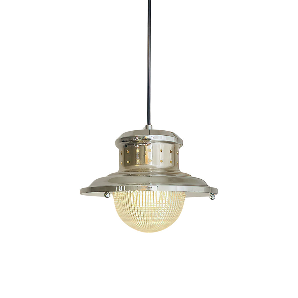 Fisherman's Pole Pendant Lamp with a clear glass shade and chrome finish.