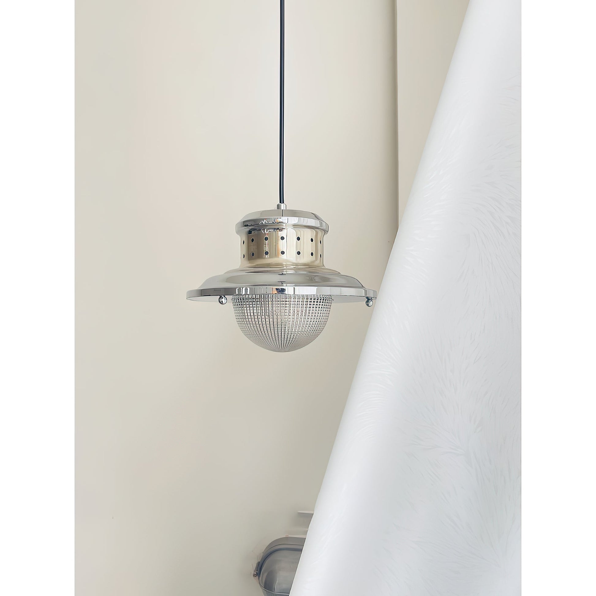Angled view of the modern Fisherman's Pole Pendant Lamp.
