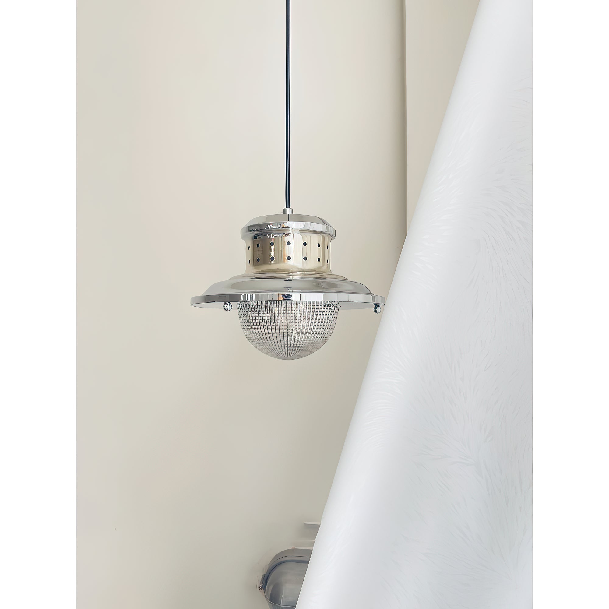 Angled view of the modern Fisherman's Pole Pendant Lamp.