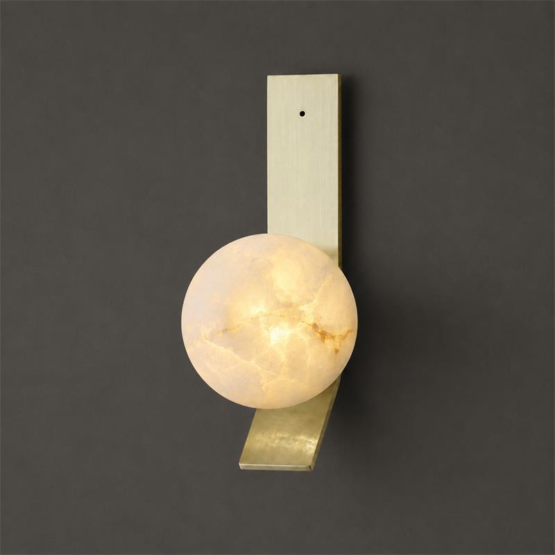 Angled view of the Fizi Alabaster Wall Sconce against a neutral background.