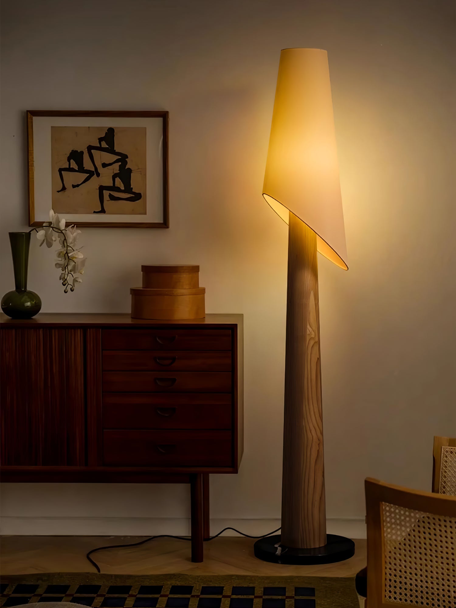 Curven Wood Marble Floor Lamp-Neutral Decor