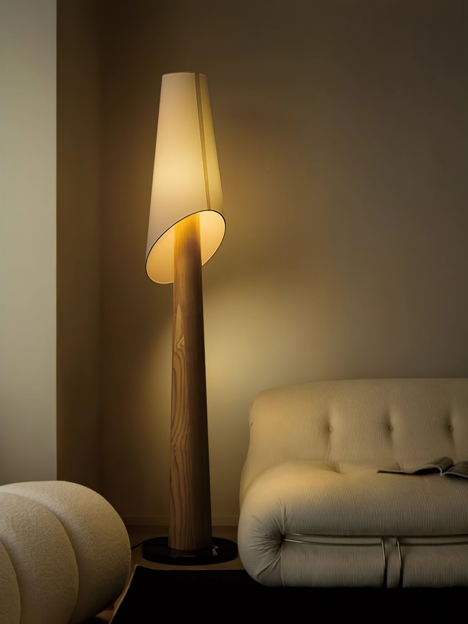 Curven Wood Marble Floor Lamp-Neutral Decor