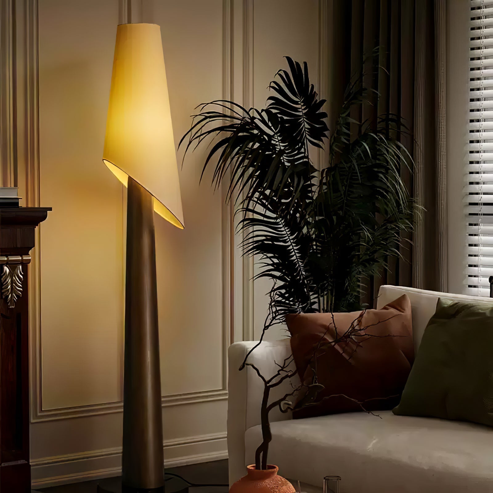 Curven Wood Marble Floor Lamp-Neutral Decor