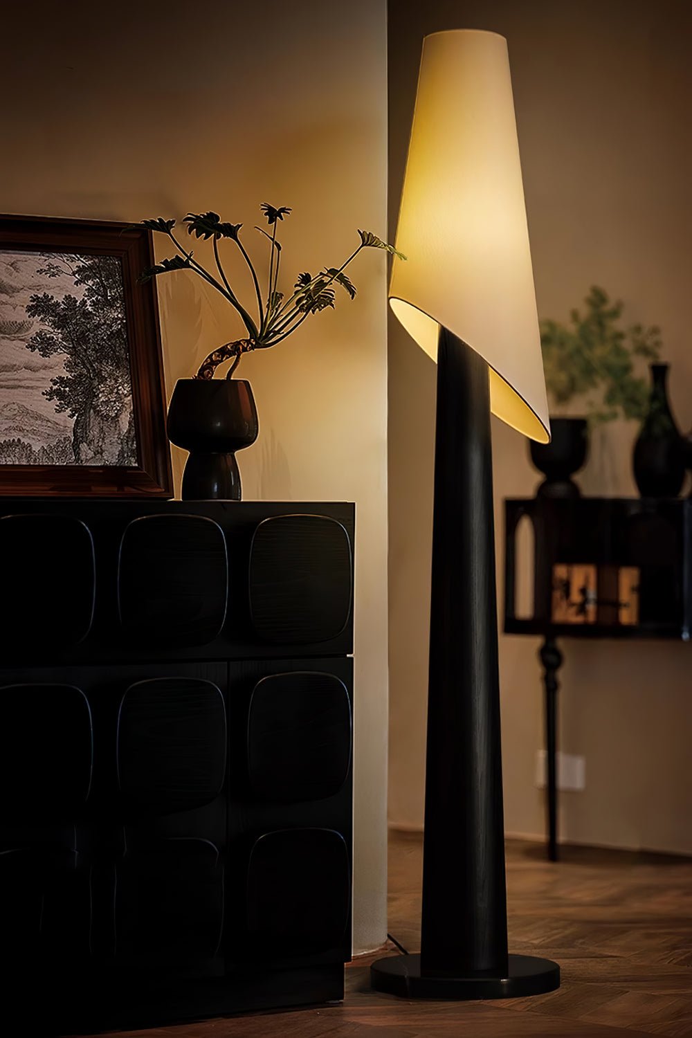 Curven Wood Marble Floor Lamp-Neutral Decor