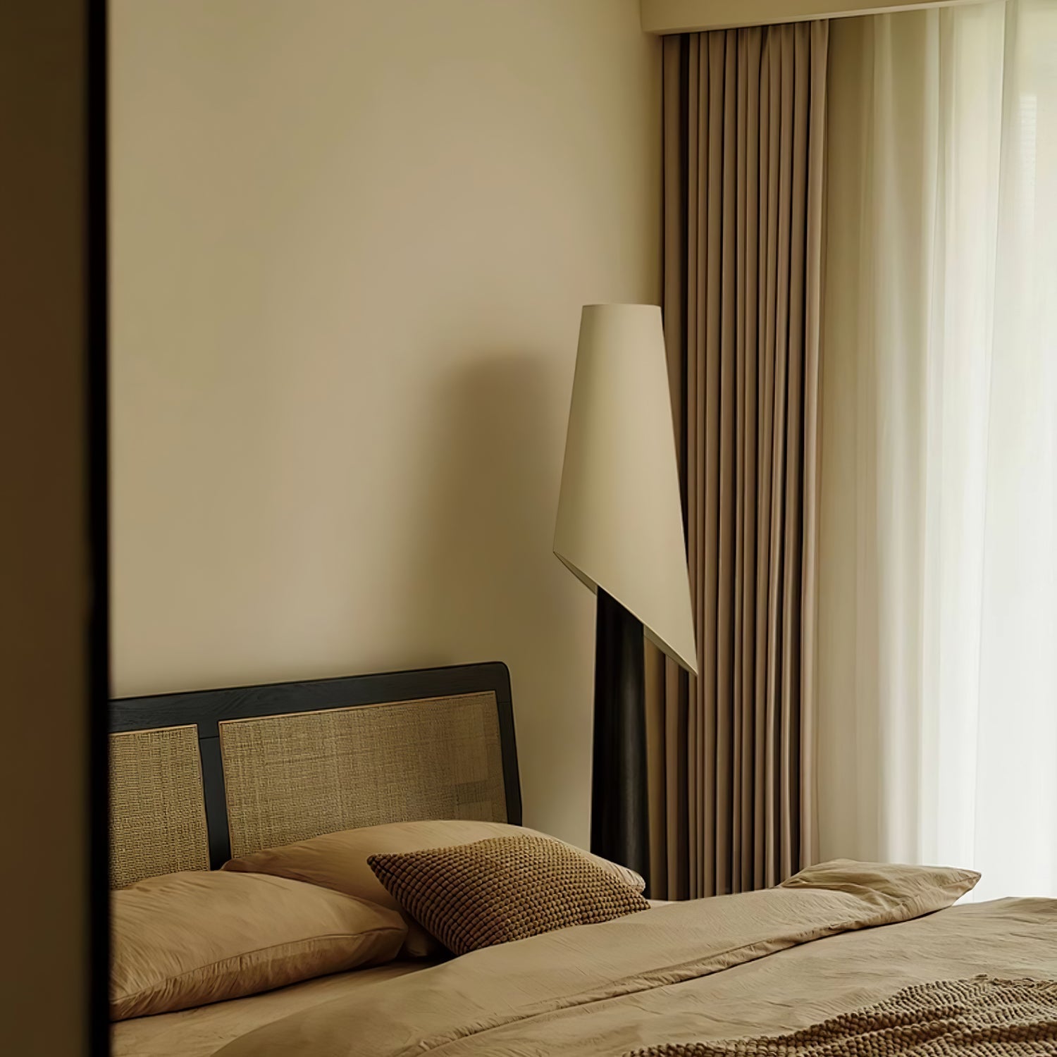 Curven Wood Marble Floor Lamp-Neutral Decor
