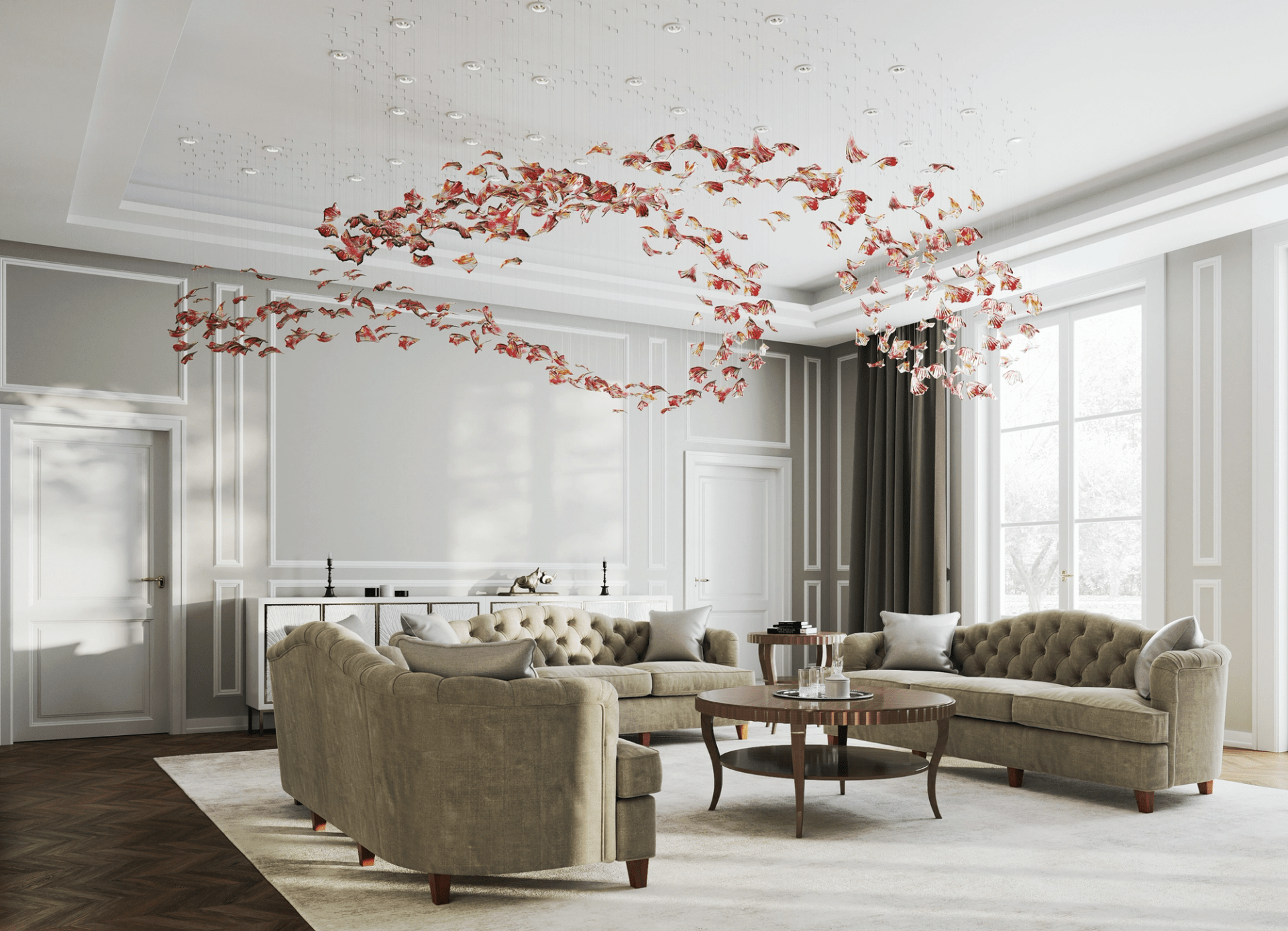 Elmiros Petal Glass Chandelier-Neutral Decor