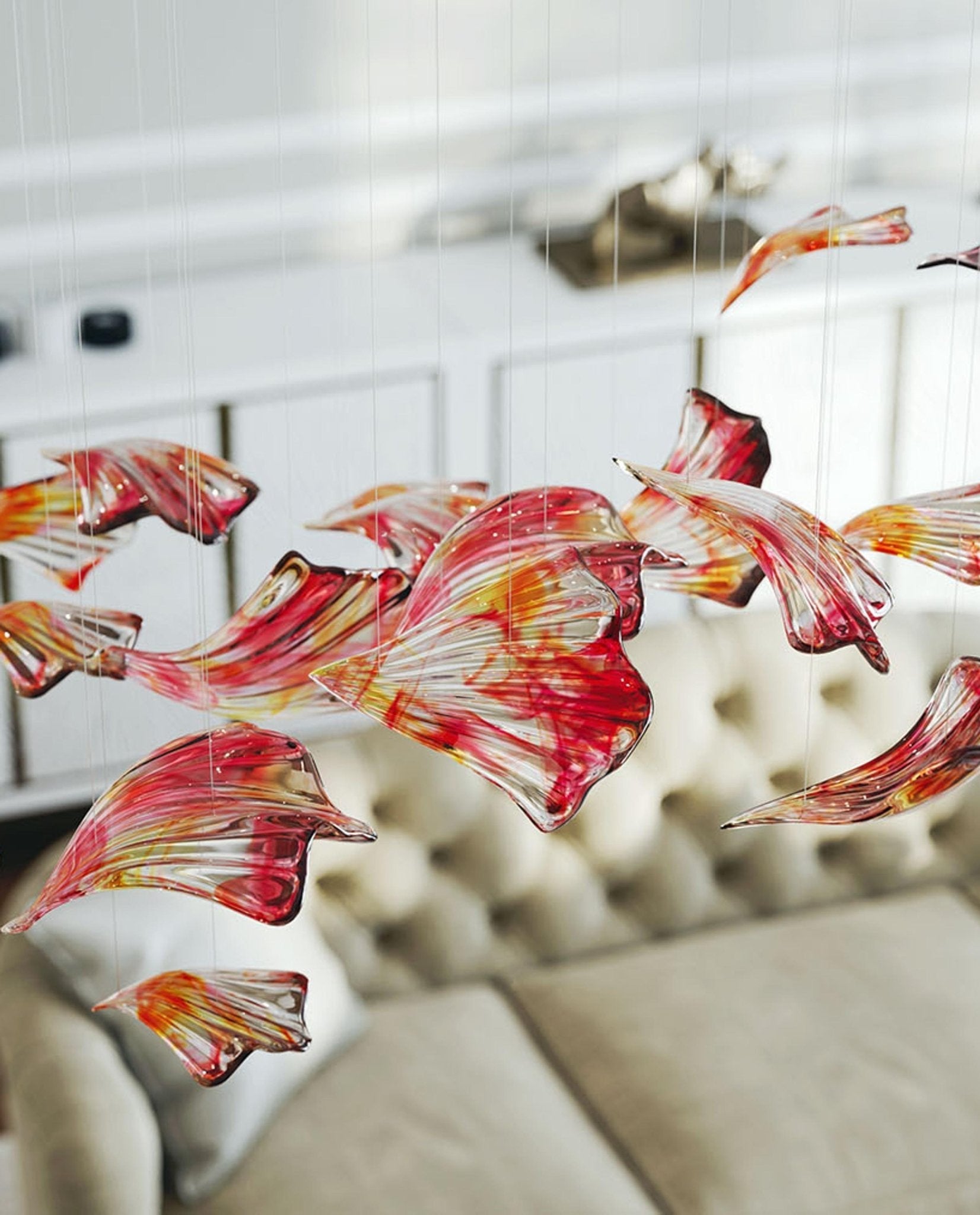Elmiros Petal Glass Chandelier-Neutral Decor