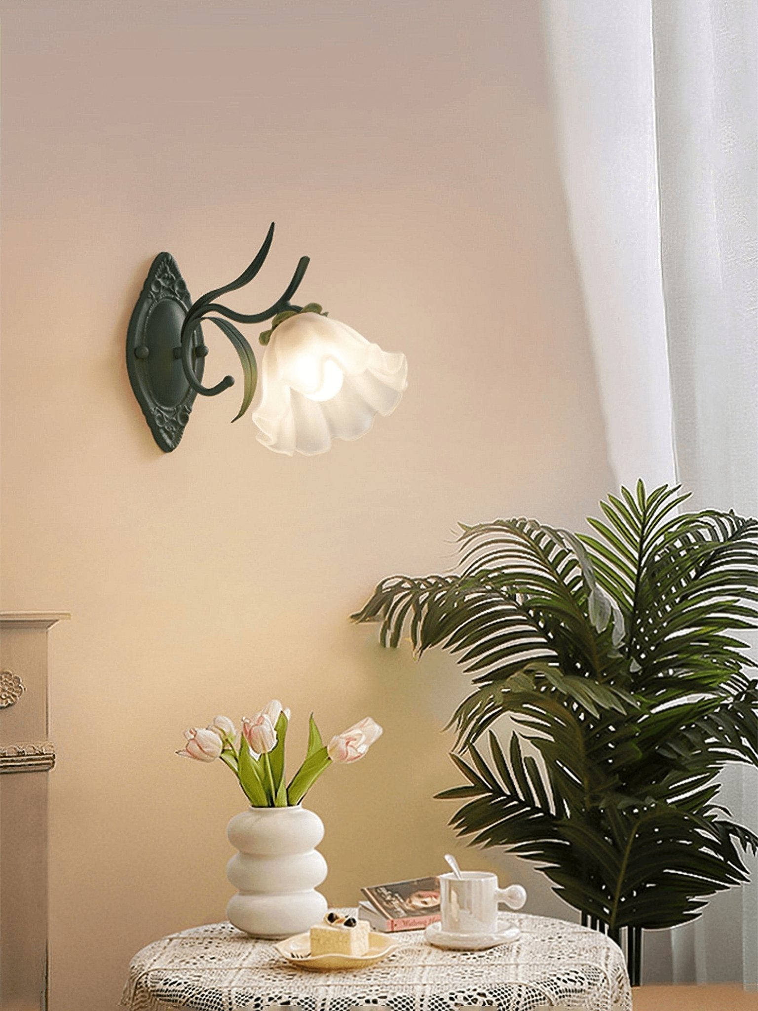 Oly Premium Nordic Art Flared Glass Wall Light-Neutral Decor