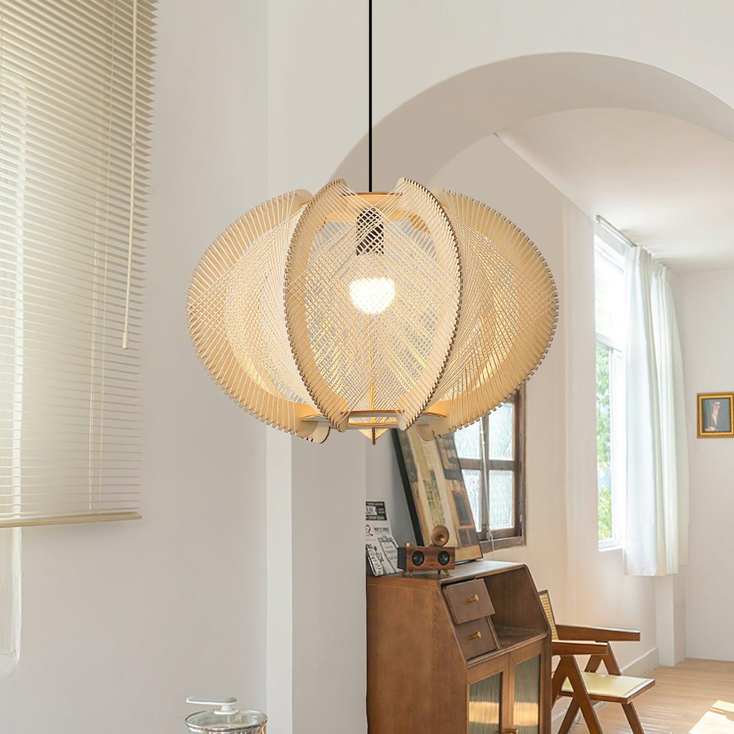 Atel Wood & Hemp Rope Pendant Light-Neutral Decor
