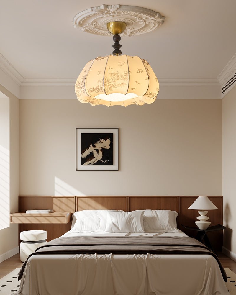 Fleurina Premium Nordic Art Wood Fabric Ceiling Lamp-Neutral Decor