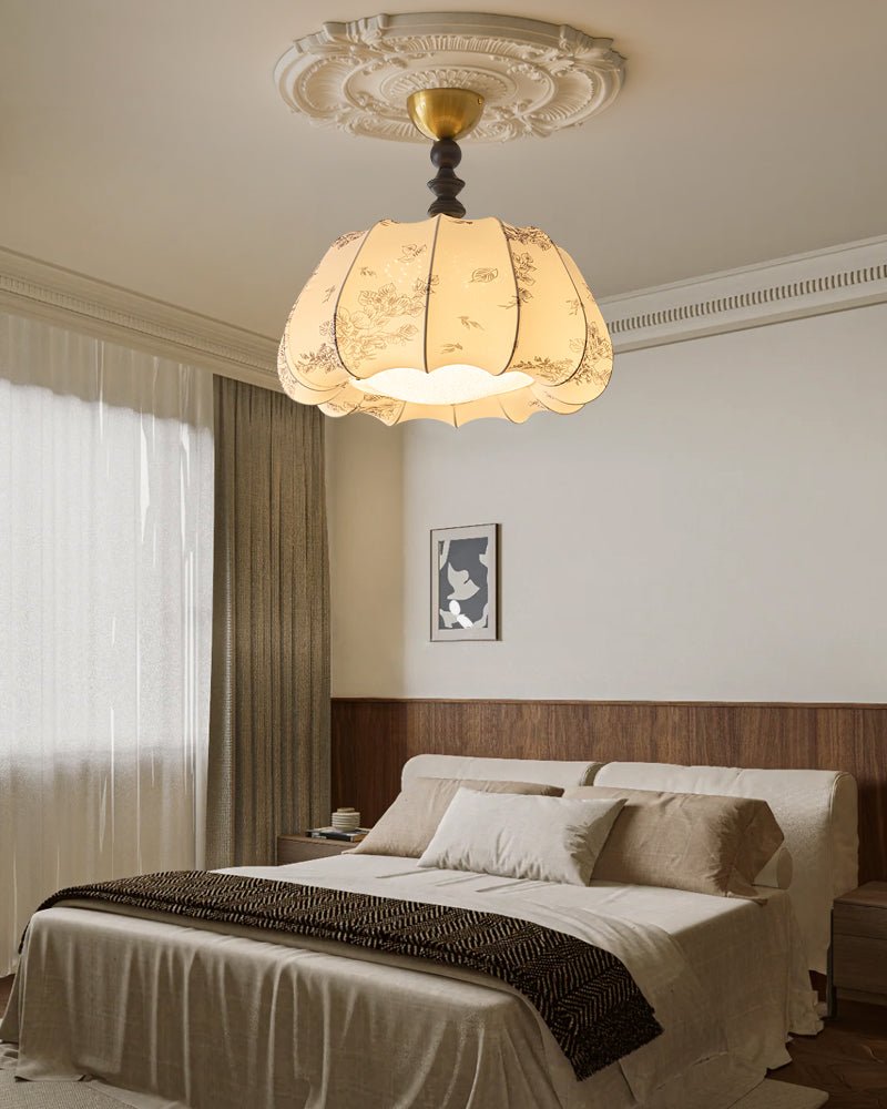 Fleurina Premium Nordic Art Wood Fabric Ceiling Lamp-Neutral Decor