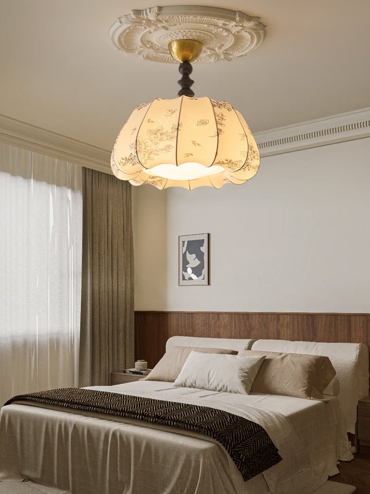 Fleurina Premium Nordic Art Wood Fabric Ceiling Lamp-Neutral Decor