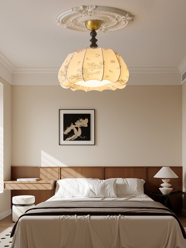 Fleurina Premium Nordic Art Wood Fabric Ceiling Lamp-Neutral Decor