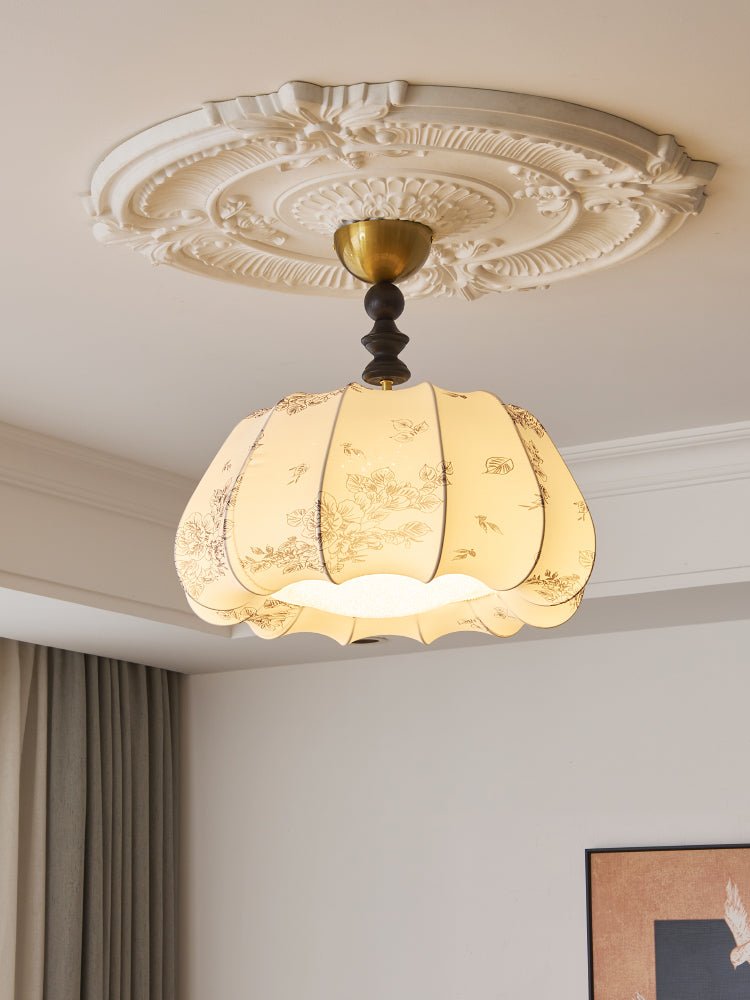 Fleurina Premium Nordic Art Wood Fabric Ceiling Lamp-Neutral Decor