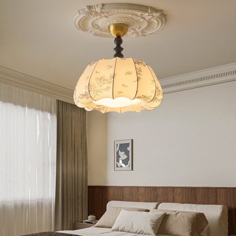 Fleurina Premium Nordic Art Wood Fabric Ceiling Lamp-Neutral Decor