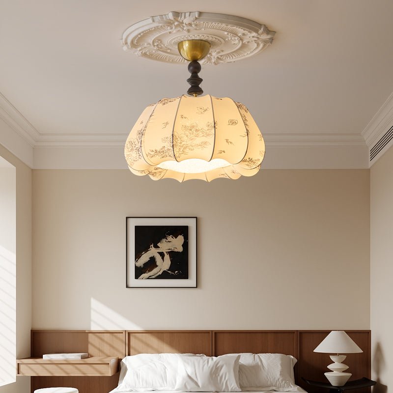 Fleurina Premium Nordic Art Wood Fabric Ceiling Lamp-Neutral Decor