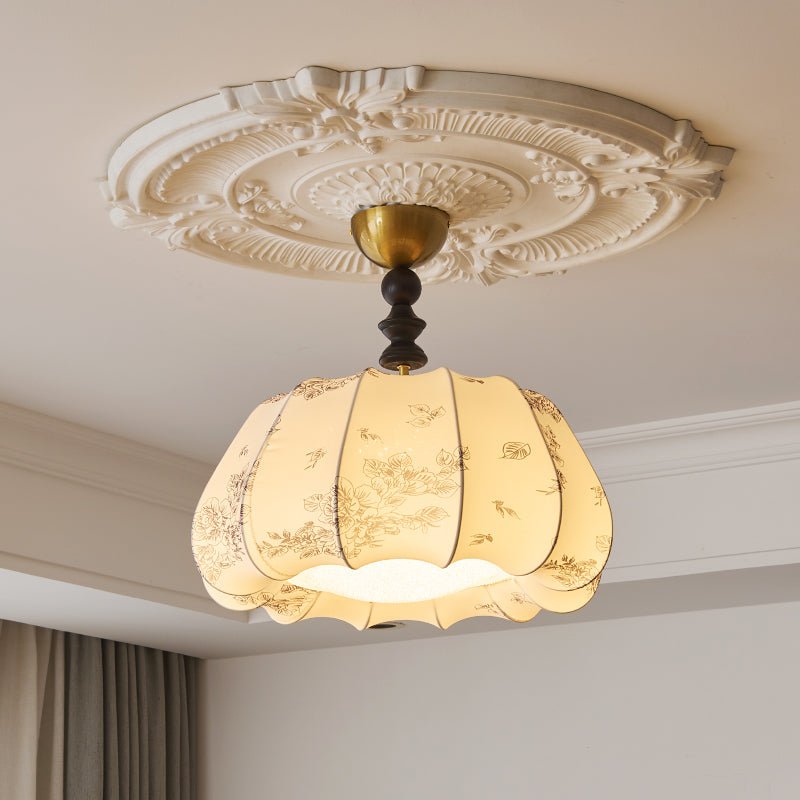 Fleurina Premium Nordic Art Wood Fabric Ceiling Lamp-Neutral Decor