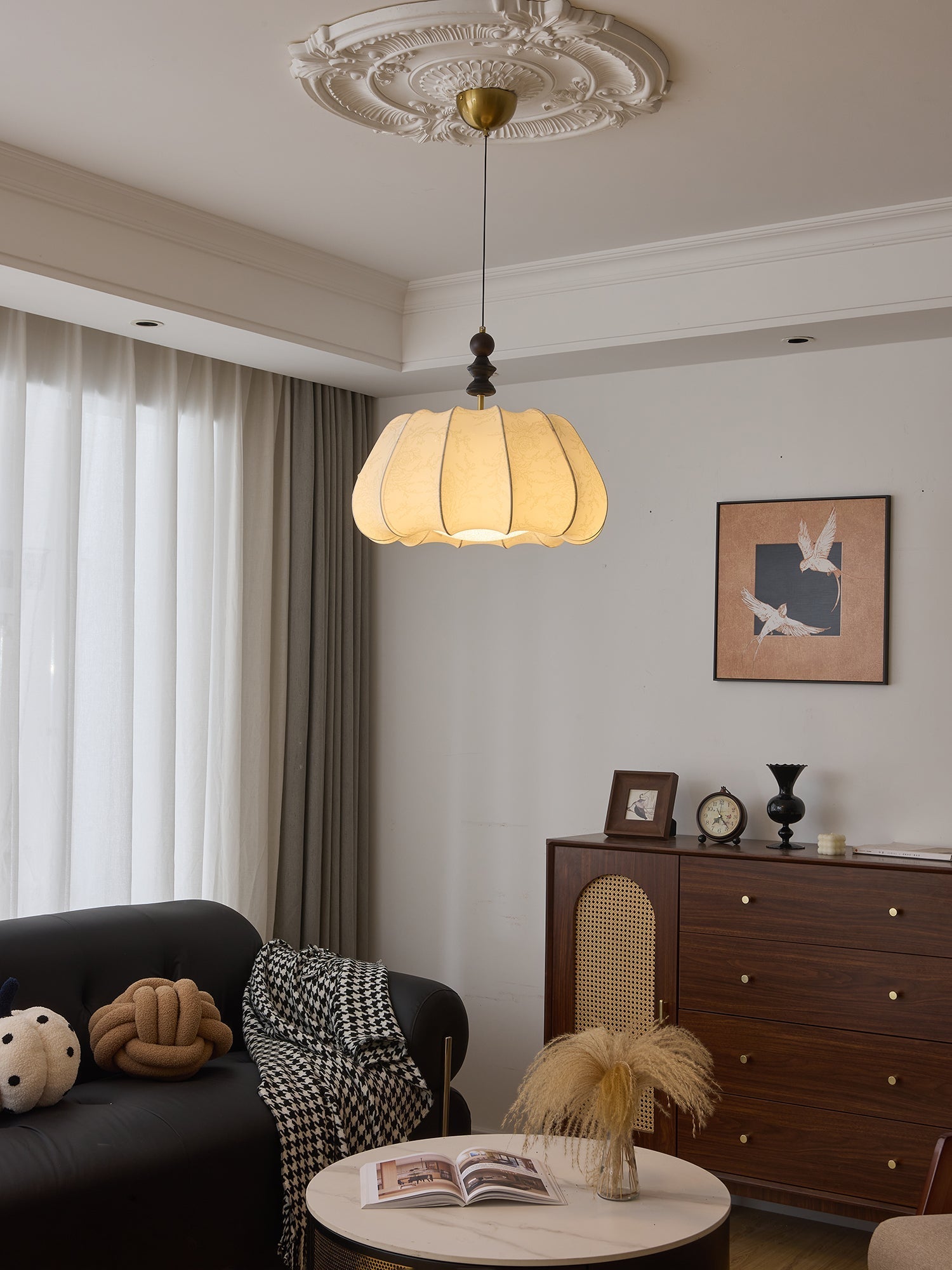 Asolira Elegance Vintage Wood Pendant Lamp-Neutral Decor