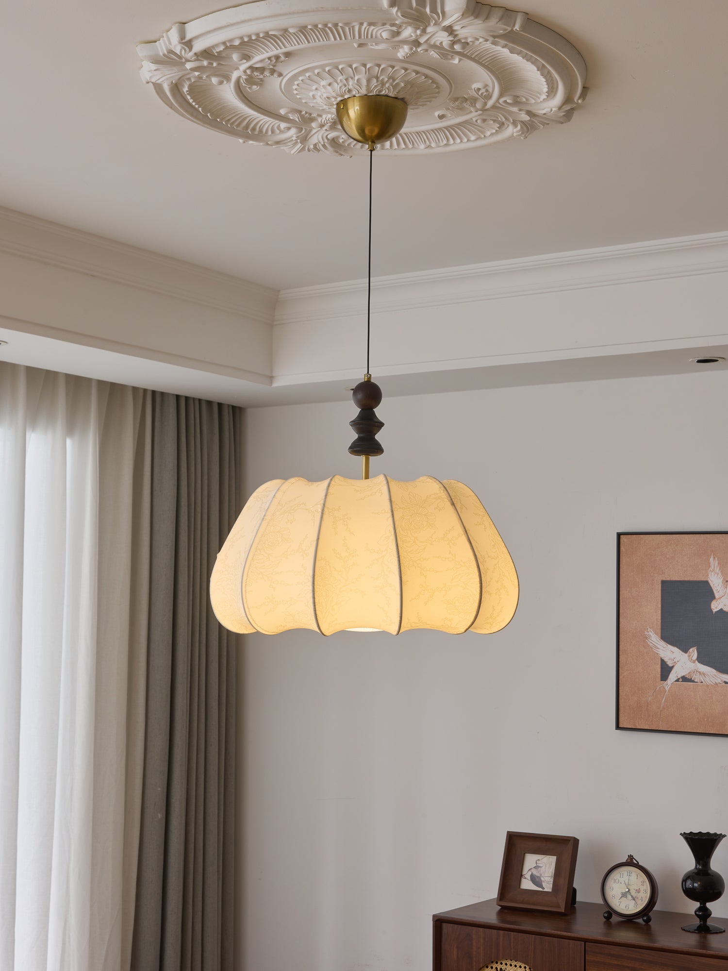 Asolira Elegance Vintage Wood Pendant Lamp-Neutral Decor