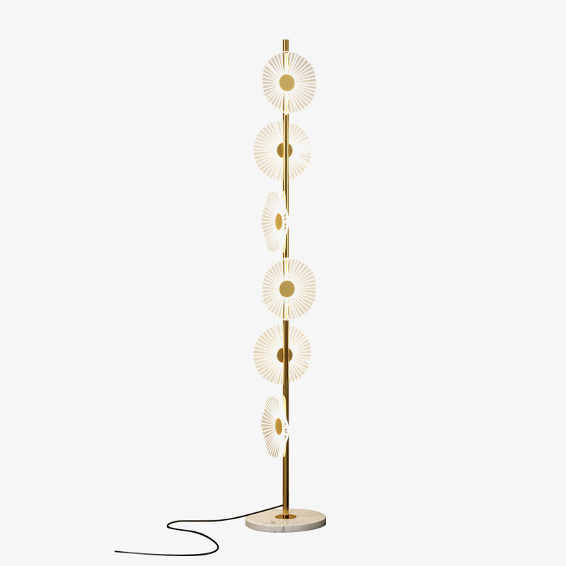 Carins Floor Lamp Creative Circle Modern, Acrylic, White/Gold, Bedroom - Neutral Decor