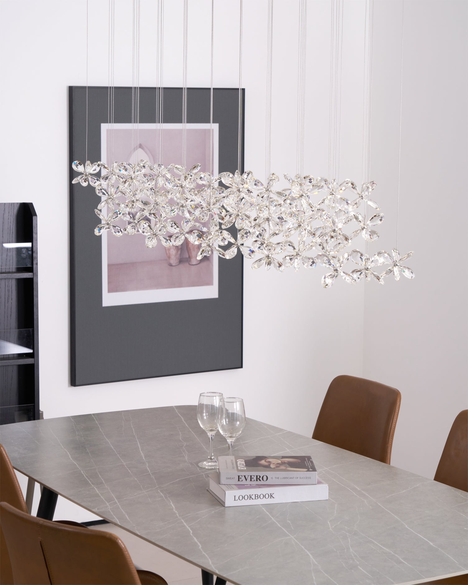 Dune Chandelier Crystal Butterfly Floral Cluster-Neutral Decor