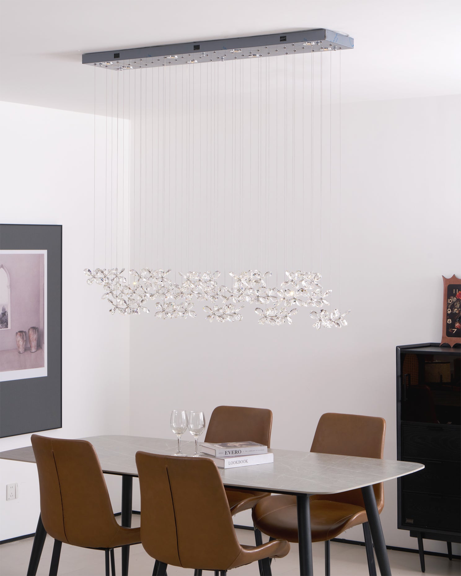 Dune Chandelier Crystal Butterfly Floral Cluster-Neutral Decor