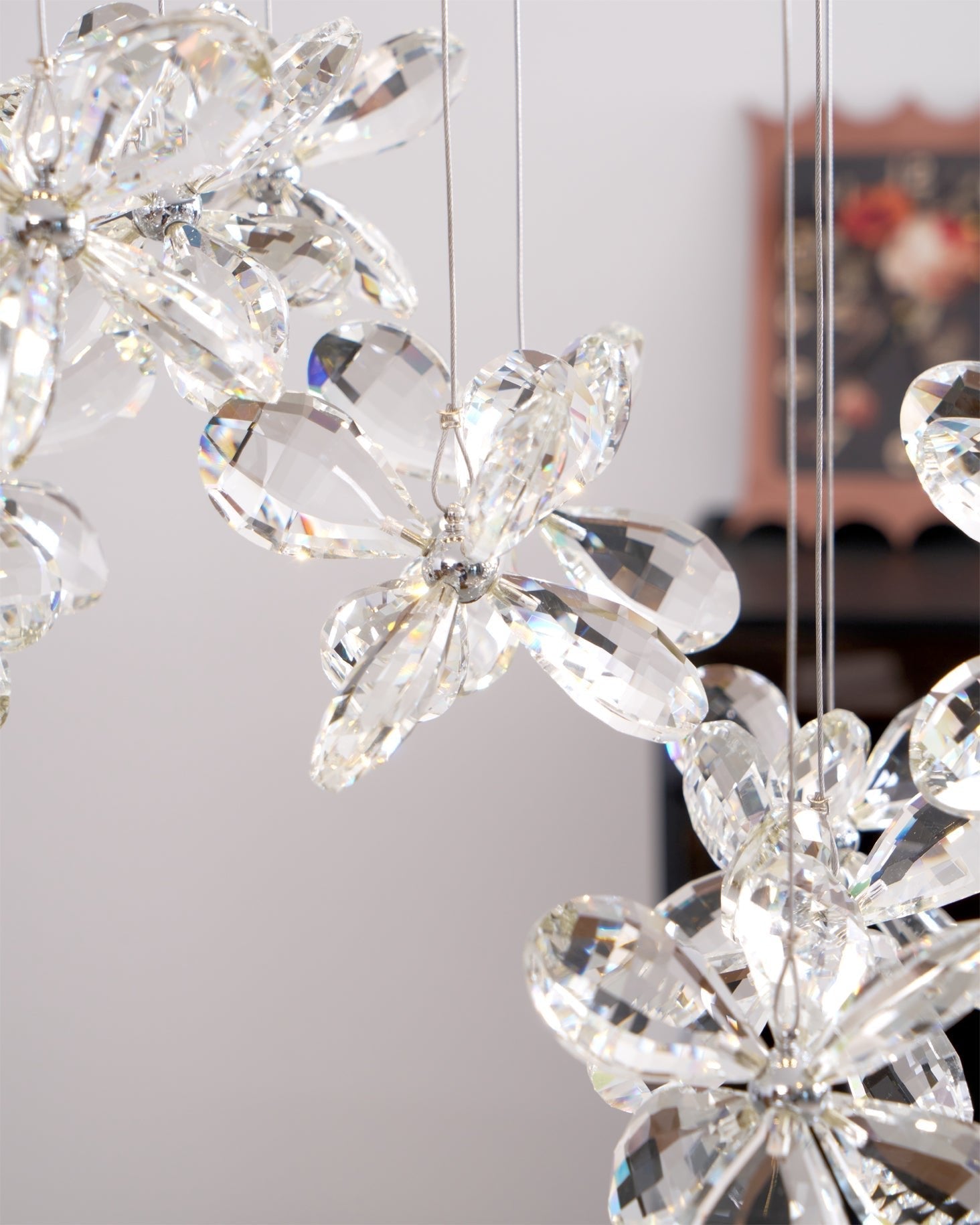 Dune Chandelier Crystal Butterfly Floral Cluster-Neutral Decor