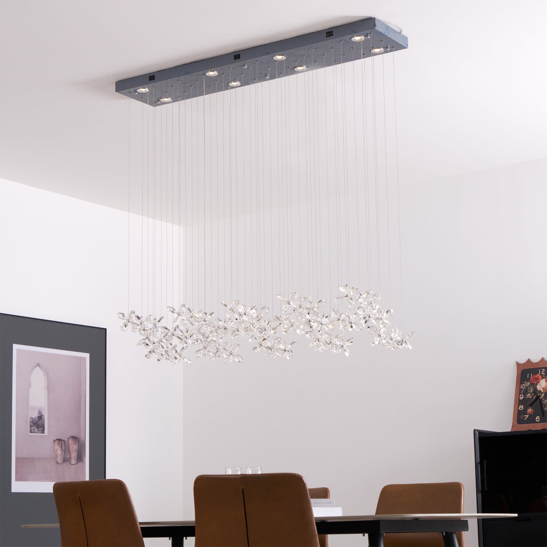 Dune Chandelier Crystal Butterfly Floral Cluster-Neutral Decor