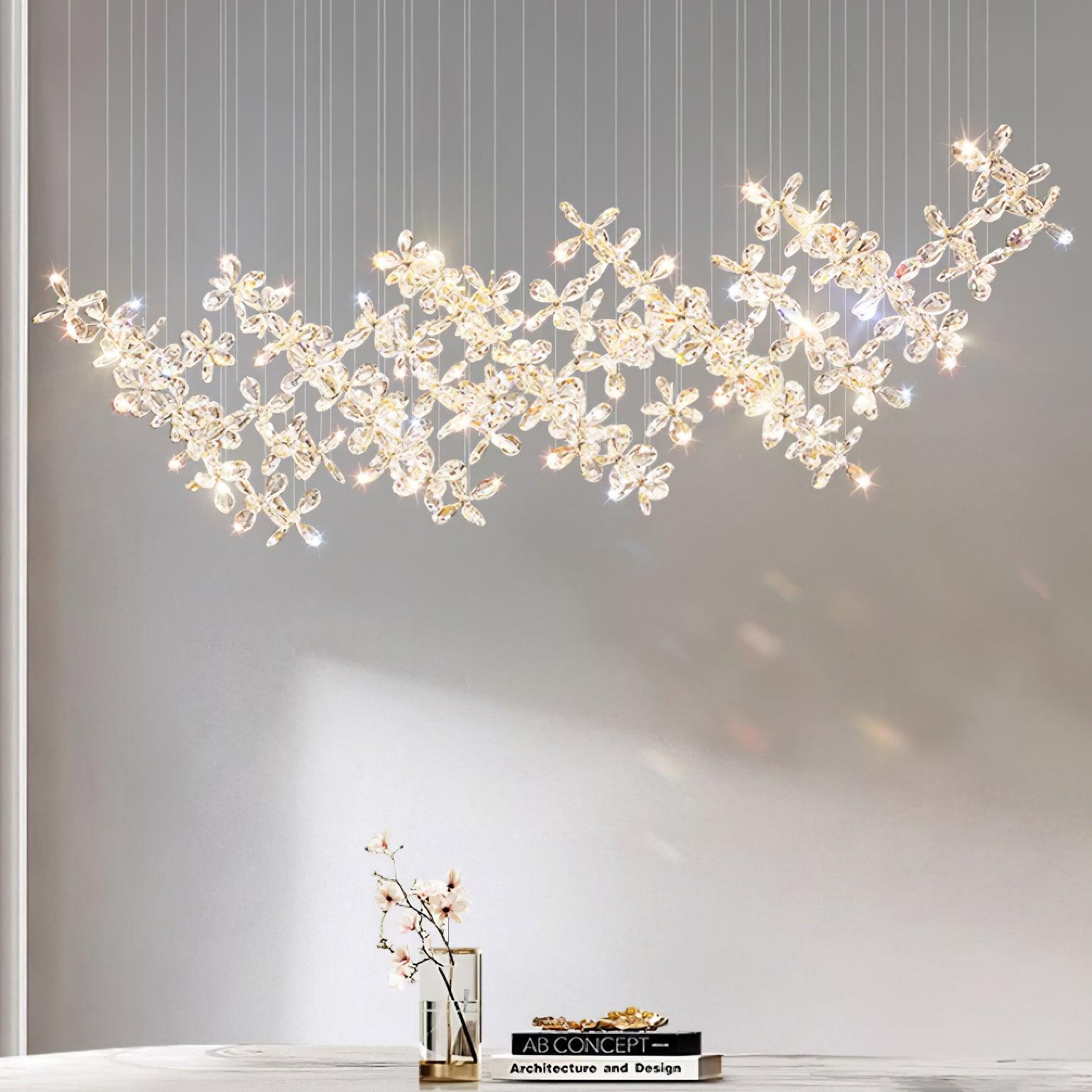 Dune Chandelier Crystal Butterfly Floral Cluster-Neutral Decor
