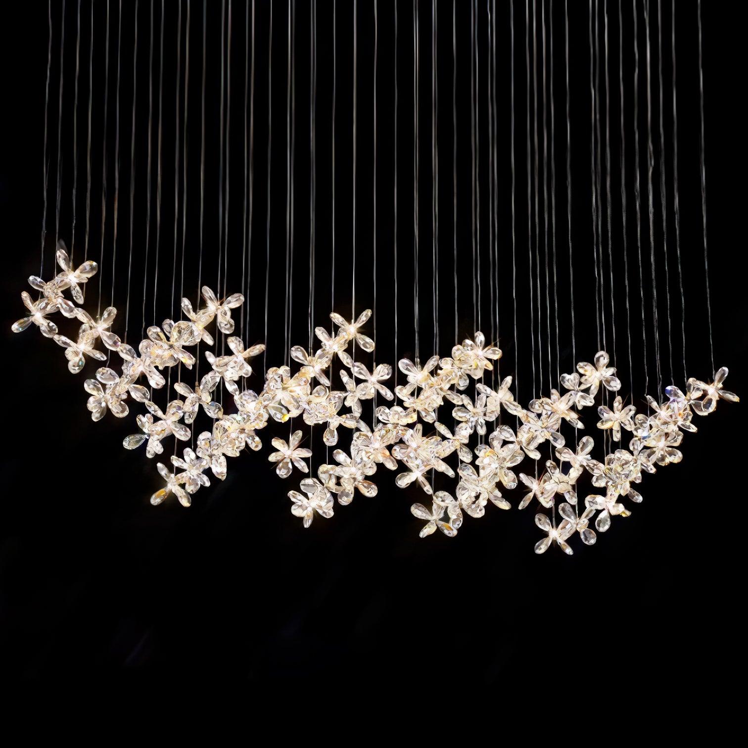 Dune Chandelier Crystal Butterfly Floral Cluster-Neutral Decor