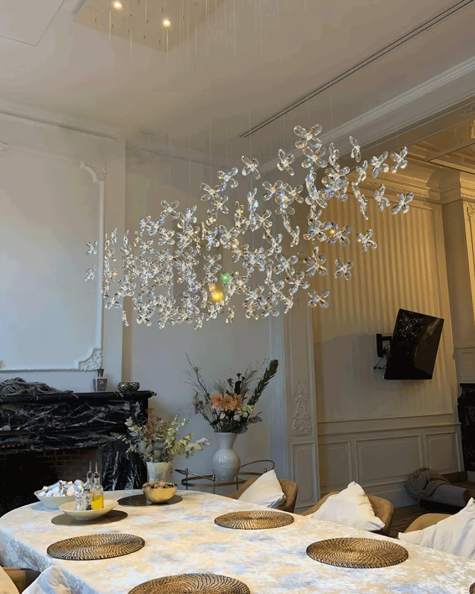 Dune Chandelier Crystal Butterfly Floral Cluster-Neutral Decor