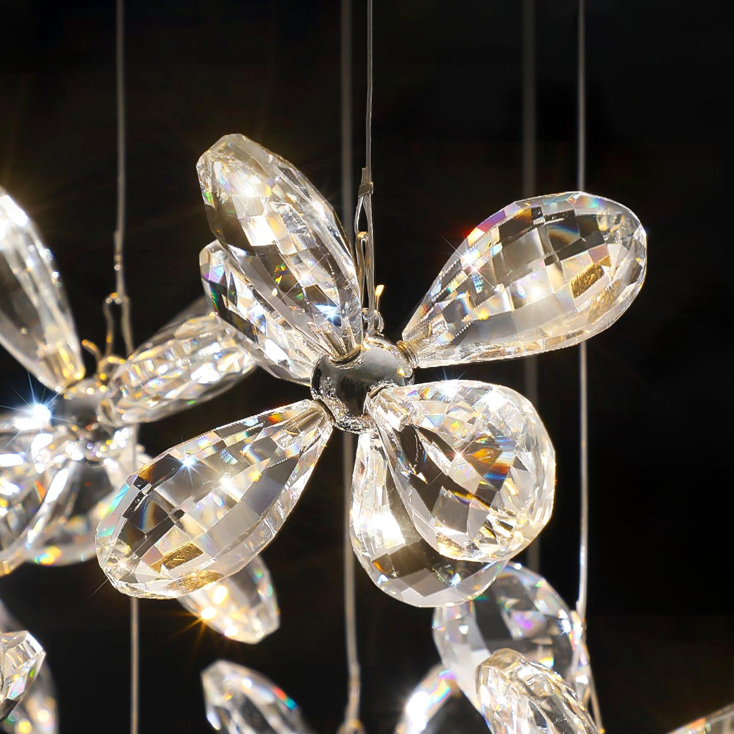 Dune Chandelier Crystal Butterfly Floral Cluster-Neutral Decor