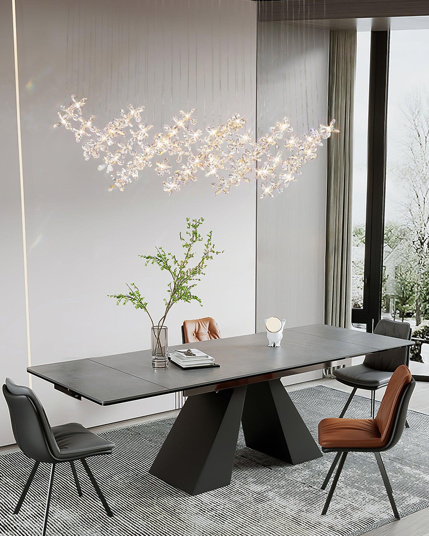 Dune Chandelier Crystal Butterfly Floral Cluster-Neutral Decor