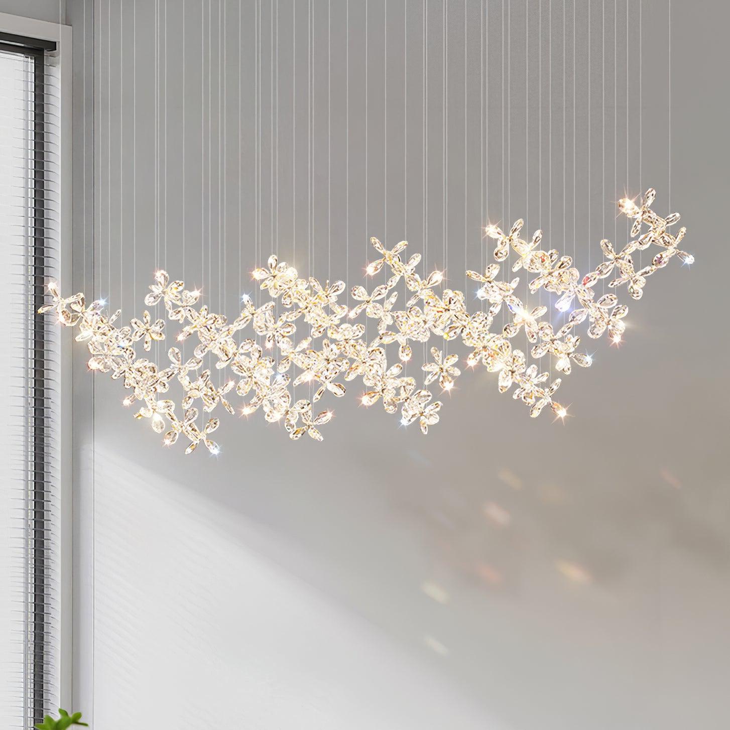 Dune Chandelier Crystal Butterfly Floral Cluster-Neutral Decor